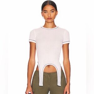Helmut Lang Cutaway Tee in Chalk White Cotton